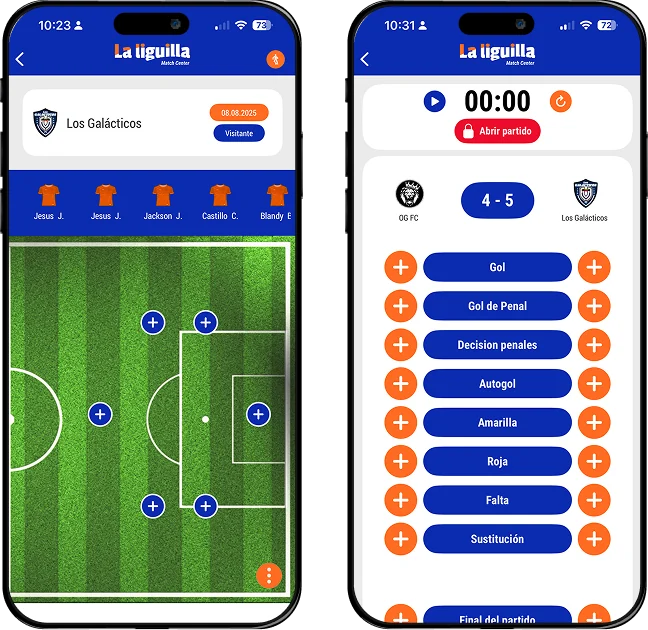 The Match Center app on mobile